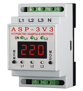ASP-3V3 - защита однофазных нагрузок при трехфазном питании